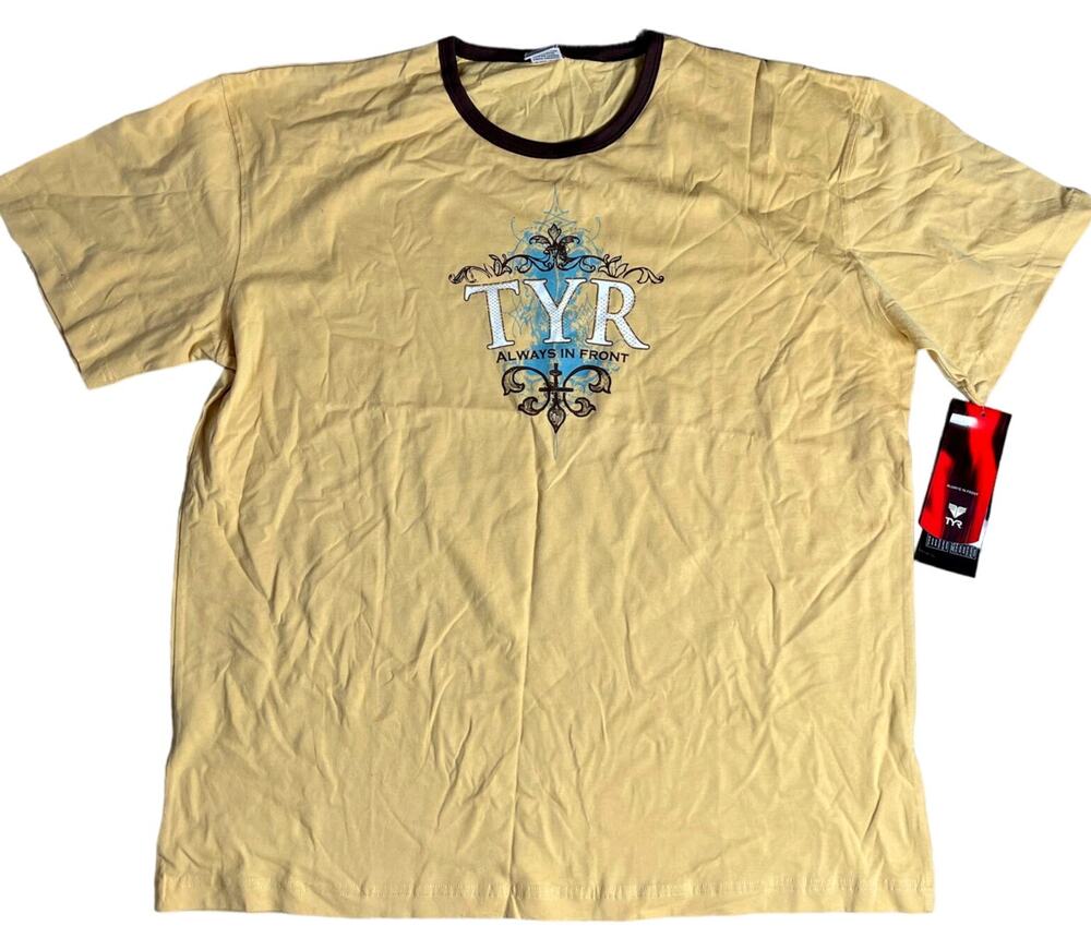 TYR Men's ALWAYS IN FRONT Tshirt Tee Short Sleeve - Gold - Size XXL - $40